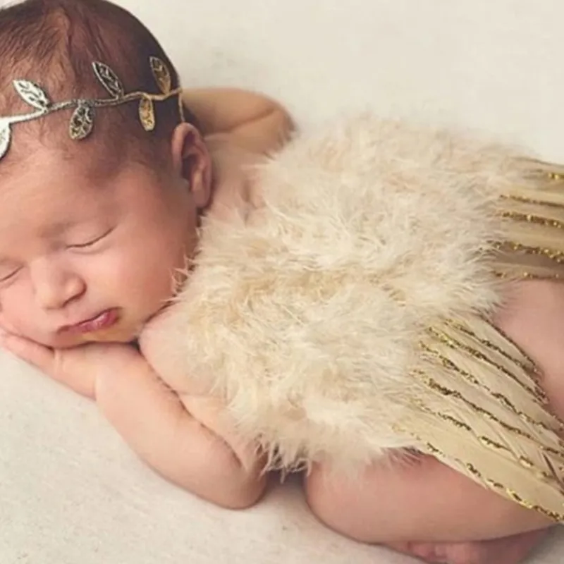 Newborn Photography Props Infant Baby Girls Boy Angel Feather Wings Feather Photo Prop Wings Headband Clothing Hairband