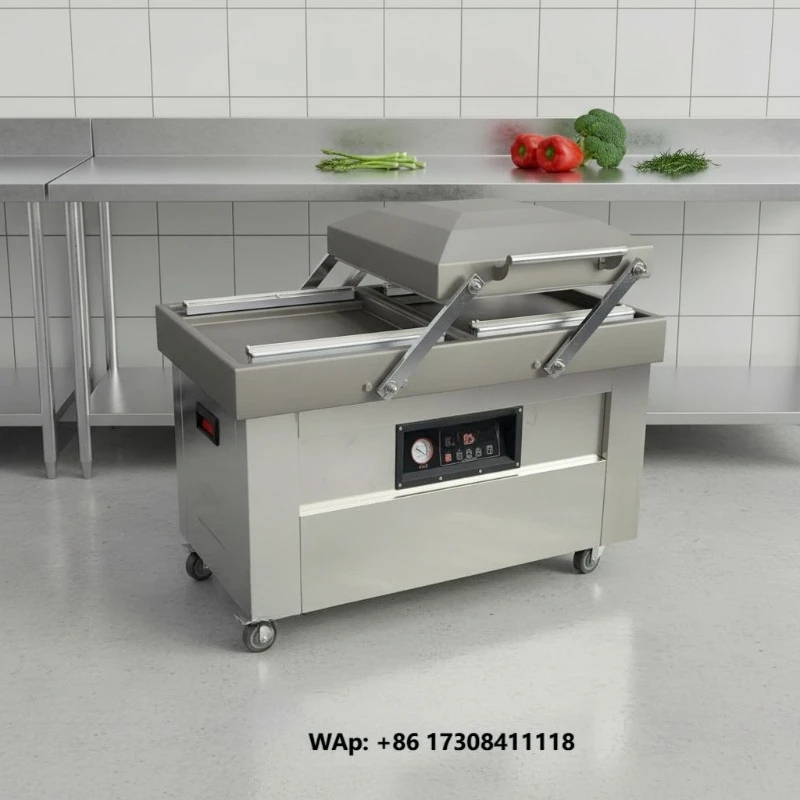 600PD Electric Semi-Automatic Dual Chamber Vacuum Sealer Commercial Central Kitchen Chemical Packing Machine Simple Operation