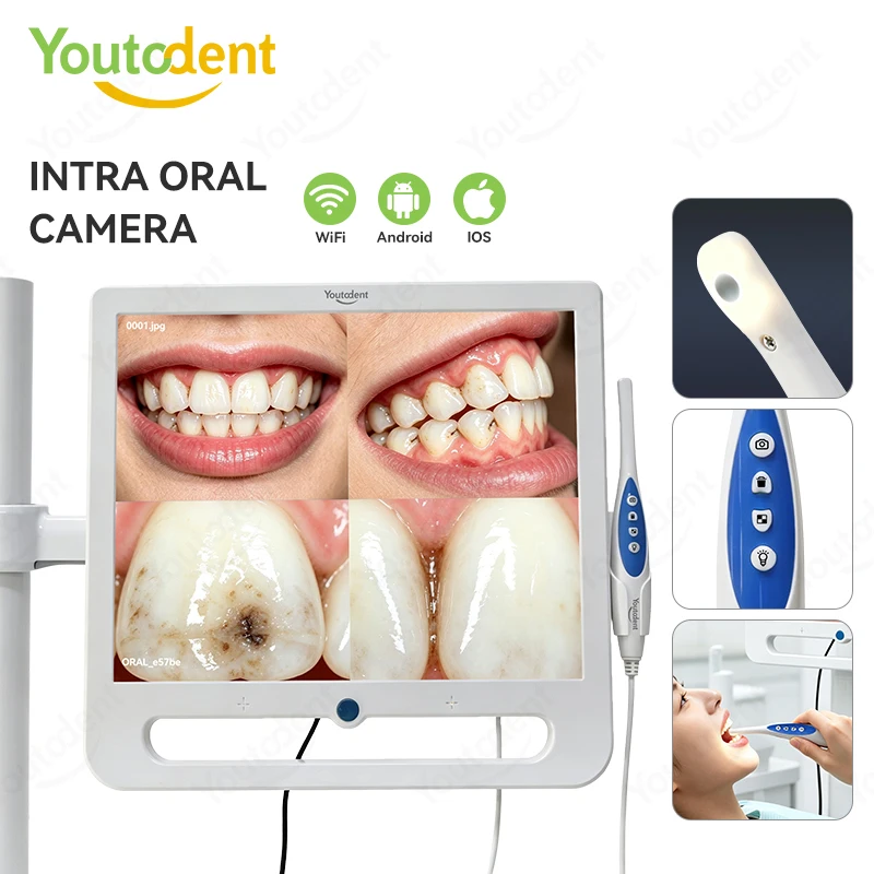 4 LED Dental Intraoral Camera 17inch LCD Monitor with WiFi transmission SONY CCD HD Intra Oral Camera Dentistry Endoscope Camera