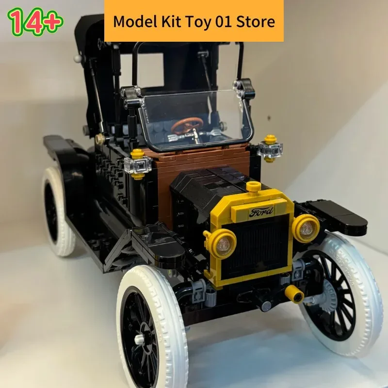 New Retro Old Car Building Brick Toy DIY Assemble Vintage Auto Model Tabletop Display For Fans