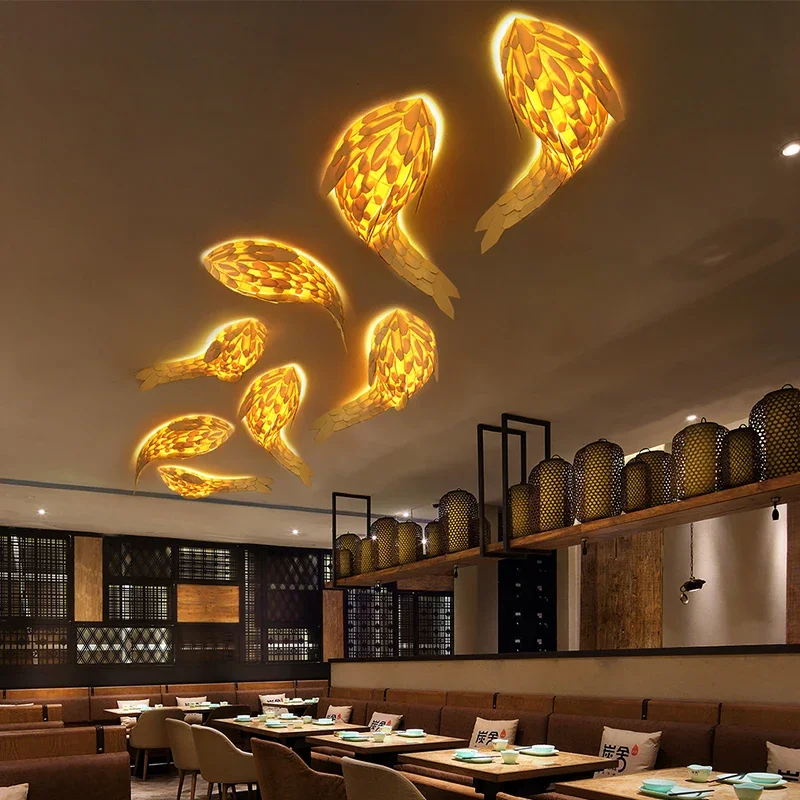 Japanese Fish Shaped Wall Lamp Decoration for Homestay Tea Room Clubhouse Restaurant Staircase Corridor Entrance Background Wall