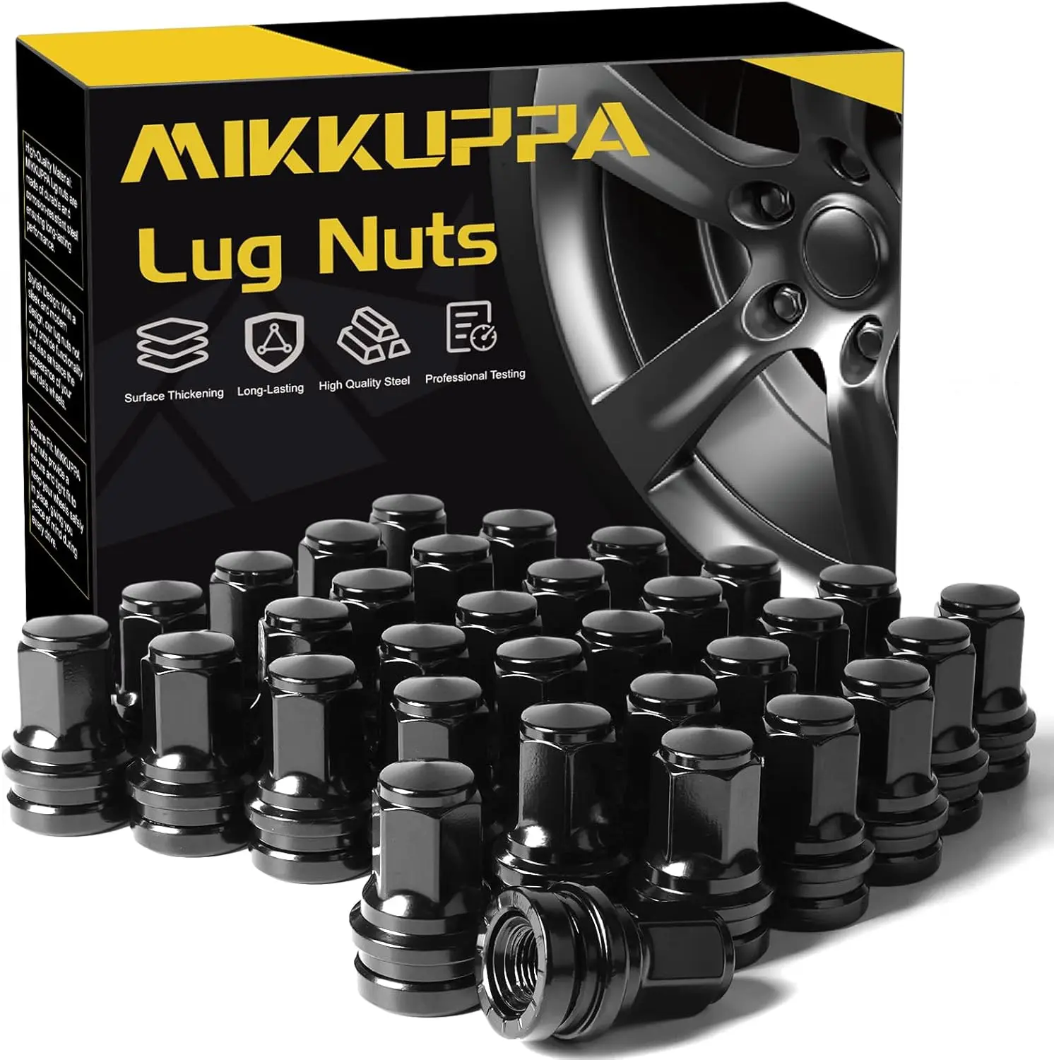 

MIKKUPPA 32PCS M14x1.5 Lug Nuts - Replacement for 2017-2023 Ford F250 F350, 13/16" 21mm Hex Black Closed End Mag Seat Lug Nuts