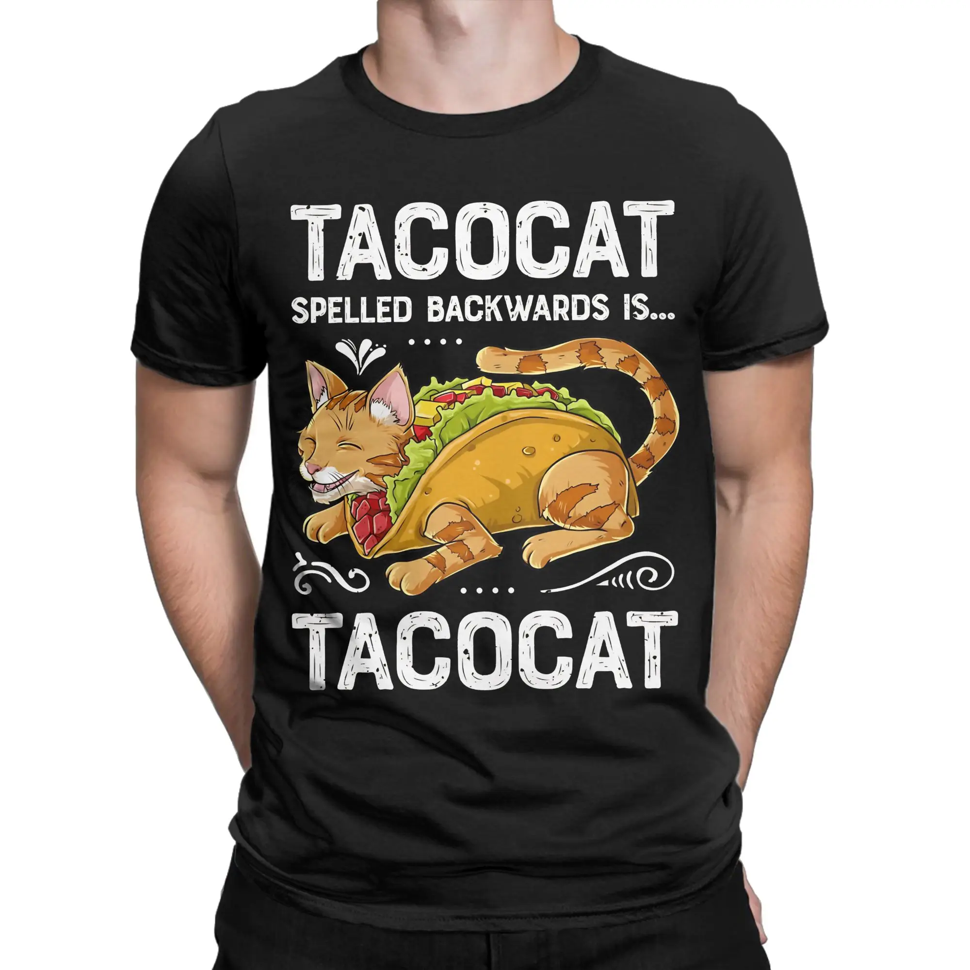 Men Women's T-Shirts Spelled Backwards is Taco Cat Pure Cotton Tees Short Sleeve Cinco De Mayo T Shirt Round Neck Clothes Unique