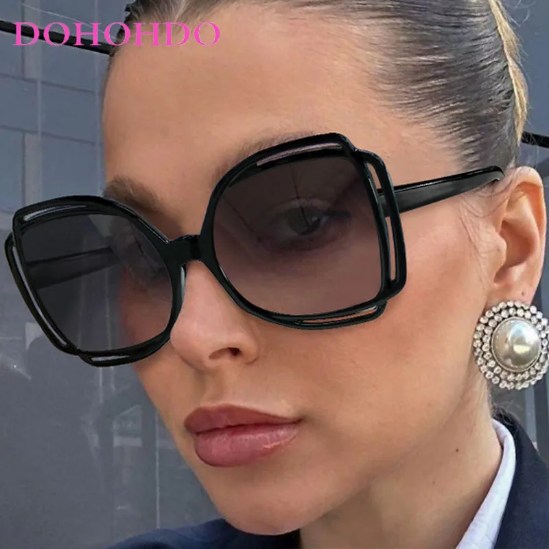 

Fashion Oversized Hollow Square Frame Women Sunglasses Brand Designer Punk Sunglass Men Travel Drive Hiking Shade Goggles UV400