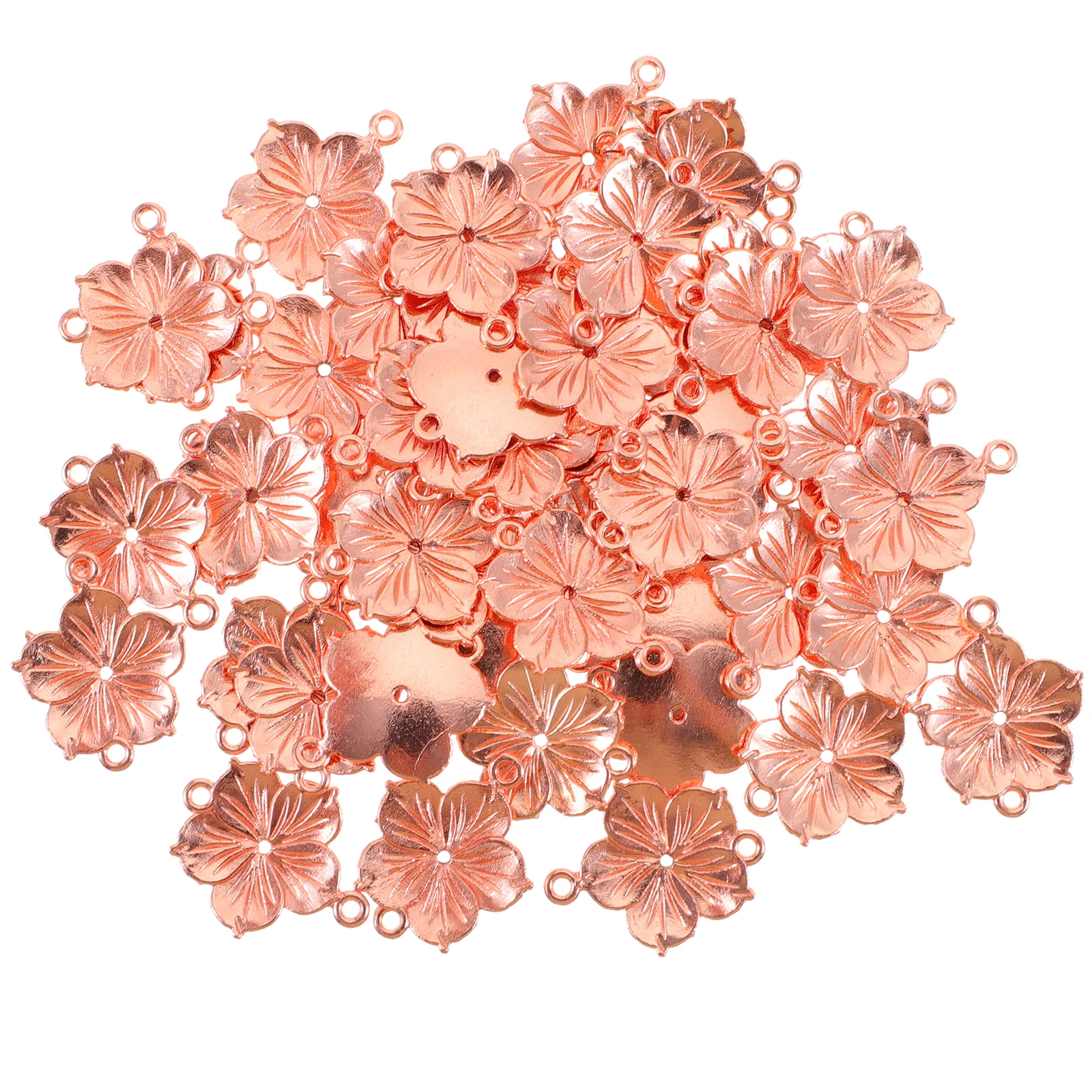 

50pcs Retro Alloy Flower Pendants Connector DIY Jewelry Links Charms Bracelet Necklace Parts Accessories Rose Gold