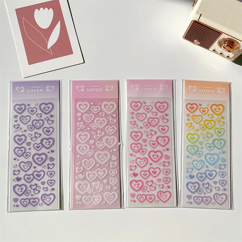 Love Heart Bubble Stickers Decorative Hand Account DIY Collage Photocard Album Scrapbook Diary Journal Cute School Stationery image 3