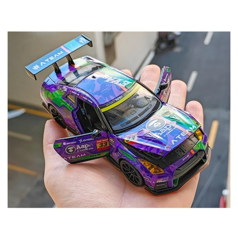 

Металлическая модель спортивного гоночного автомобиля Nissan GT-R R35 в масштабе 1:32, со звуком и светом, игрушка-подарок для мальчика