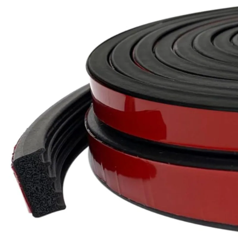 

Universal 8 meters Ribbed Foam Rubber Weather Stripping with Tape Self-Adhesive Rubber Seal Strip for RV Boat Auto Truck Marine
