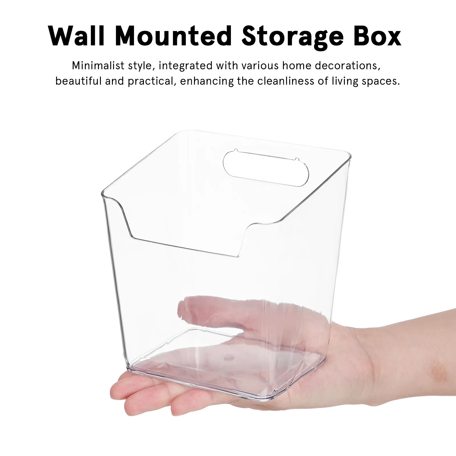 4Pcs Transparent Wall Mount Storage Organizer Punch-Free Wall Hanging Bins for Bathroom Office Desk Stationery Makeup Small
