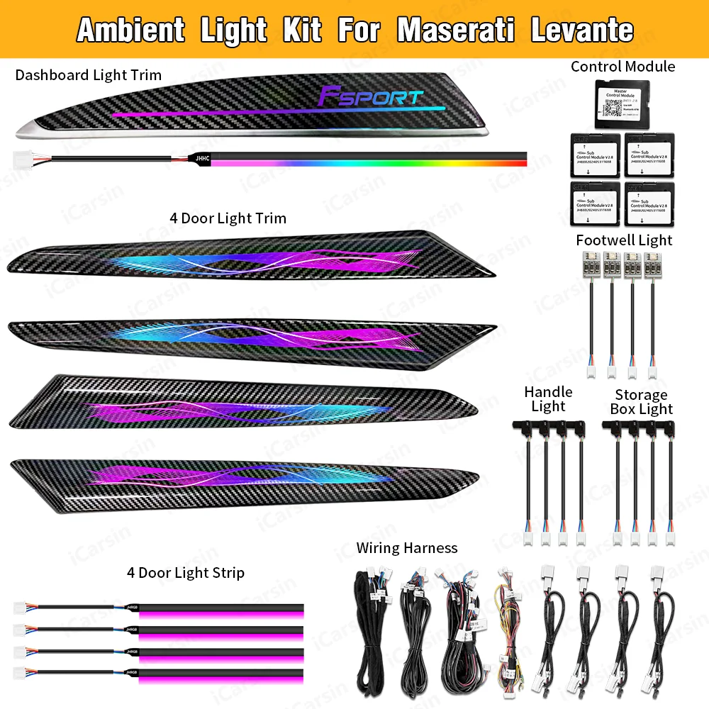 

Динамическое окружающее освещение для комплекта обновления Maserati Levante, аксессуары для внутреннего светодиодного освещения, отделка приборной панели