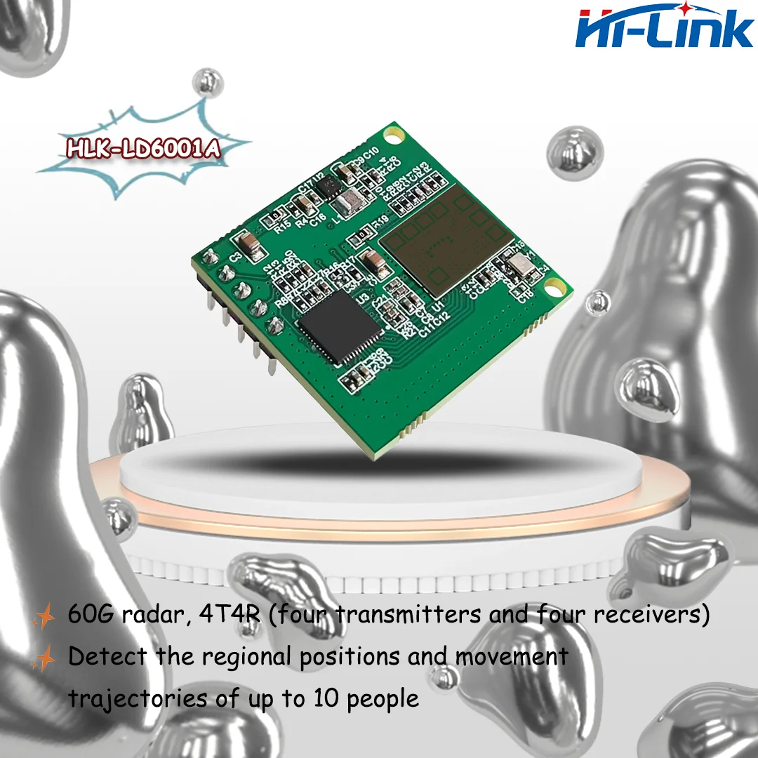 HLK-LD6001A and HLK-LD6001A TEST KIT 60G 4T4R Radar High-Precision Sensor Detects Moving Trajectories of up to 10 humans