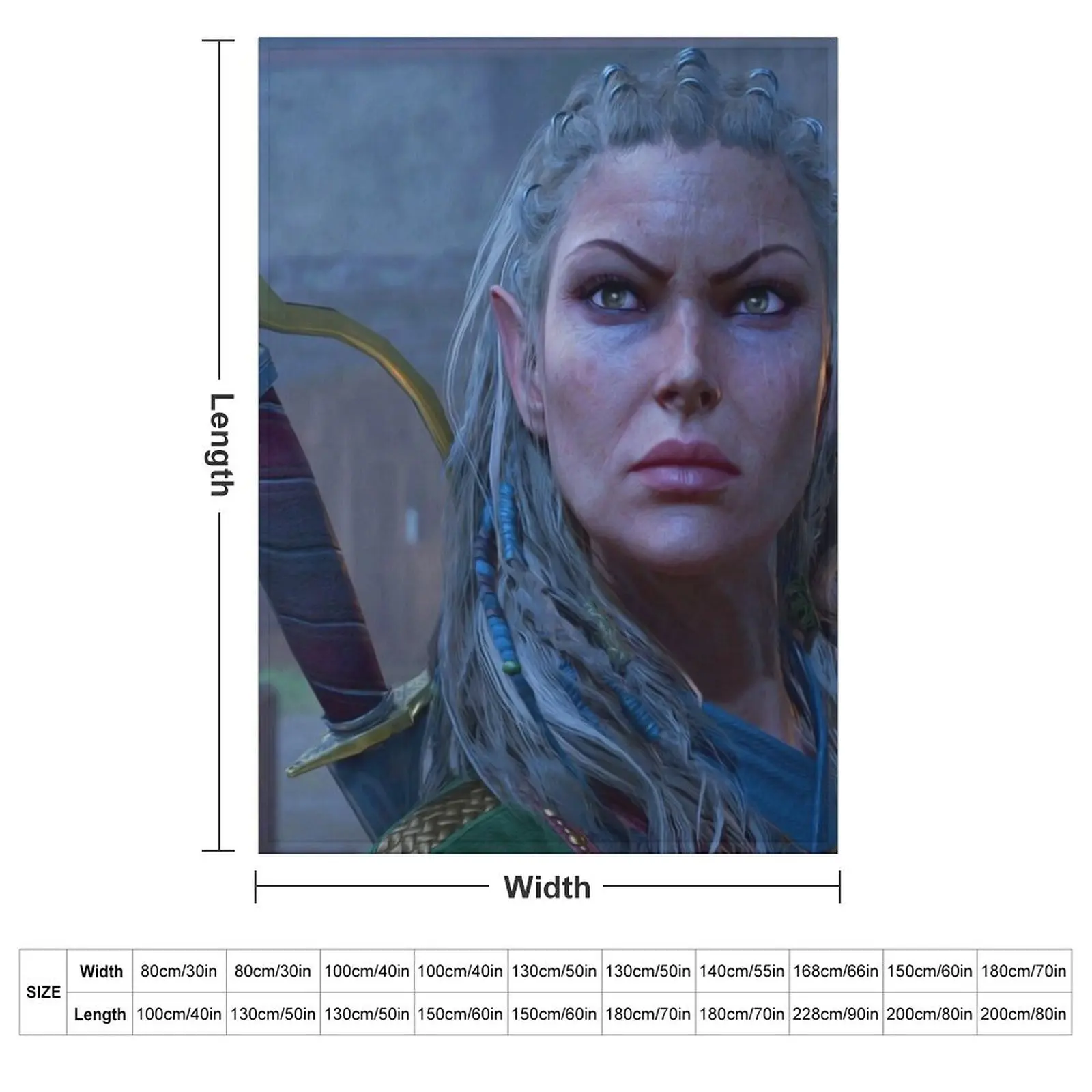 Jaheira Half Elf Fighter Druid Adventurer ready to fight Throw Blanket couch cozy soft plush fuzzy picnic outdoor blanket