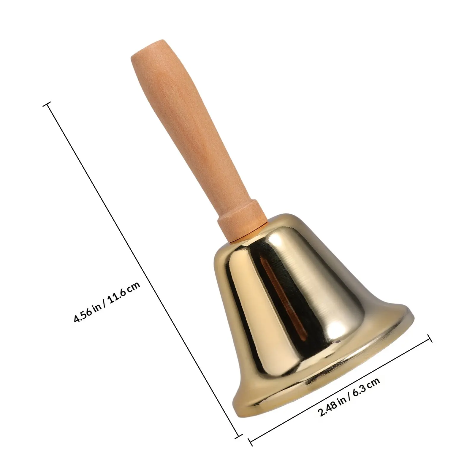 Bell Wooden Handle Loud Clear Ring for Attention Dinner Classroom Wedding Service Bell Portable Size 11.6x6.3cm