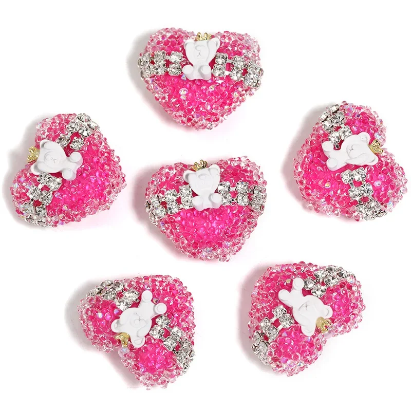 ST28 2pcs New Cartoon Cute Bear Love Beads Flash Soft Sugar Beads DIY Jewelry Accessories Bags Pen Beads Gifts Workmanship