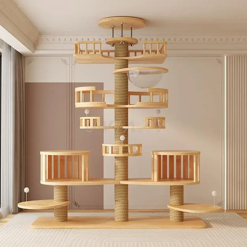 

Mehrstöckige raumhohe Kratz baum Holz Klettergerüst Baum kratzen Sisal Säule springen Plattform Turm Höhe 250-270cm