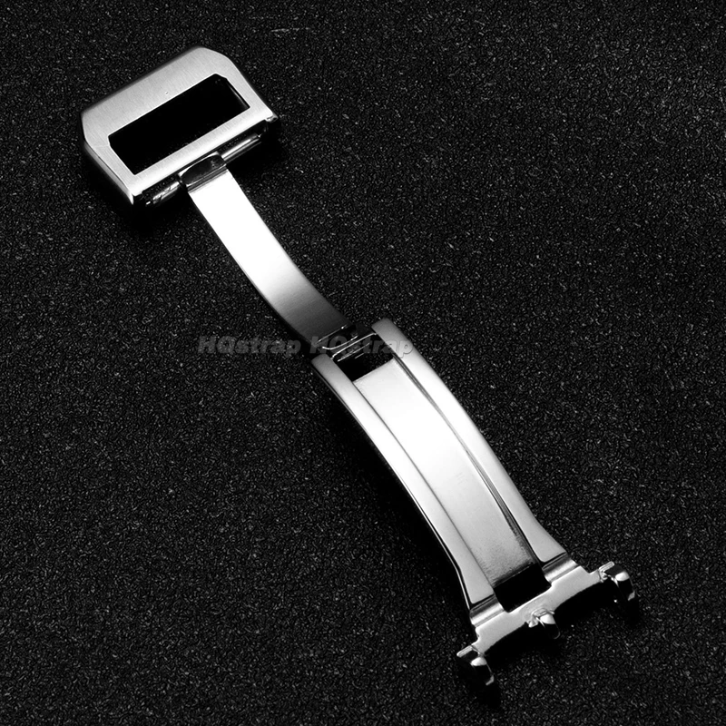 For IWC 18mm Metal Folding Buckle Solid Stainless Steel Clasp for Nylon Rubber Leather Watchband Deployment Replacement Button