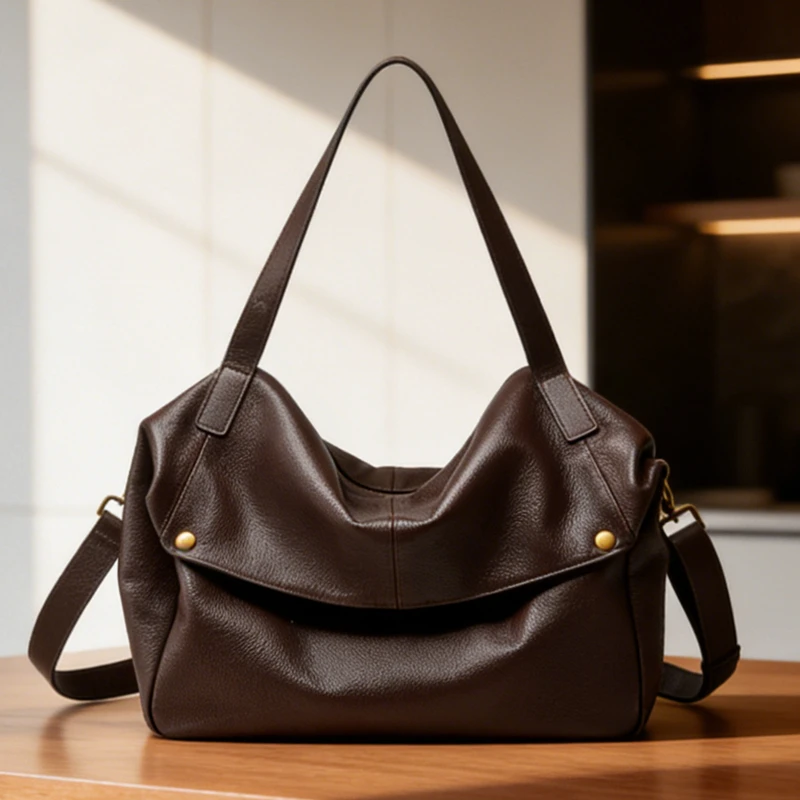 

Hifashion Women Genuine Leather Large Capacity Shoulder Bags 2026 Soft Hobo Casual Daily Work Ladies Handbags Tote Female Purses