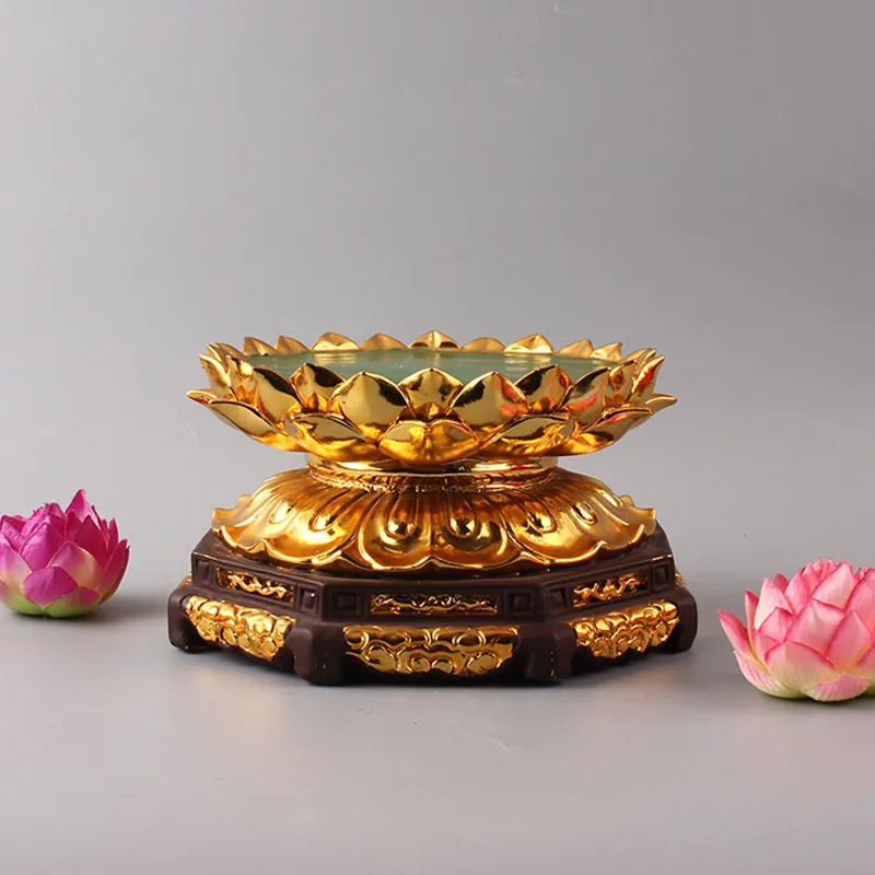 Buddha statue Guanyin Bodhisattva lotus base resin gold plated installed Buddha statue Crafts