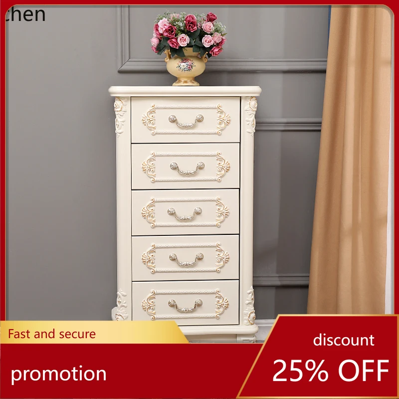 

HXL Gold and Silver Painted Chest of Drawers, Country Style Five-Drawer Cabinet, White Storage Drawer Cabinet