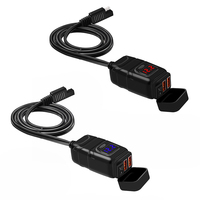 New Motorcycle Quick Charger 12V SAE to USB Adapter with Voltmeter On Off Switch