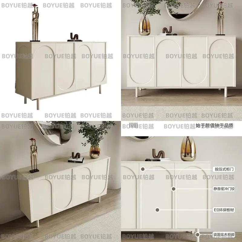 Cream Asymmetrical Side Cabinet Modern Simple Storage Bucket Tea Table Light Luxury Home Decor Furniture Living Room