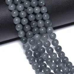 Natural Jades Stone Beads Gray Chalcedony Round Beads for DIY Bracelet Jewelry Making 15