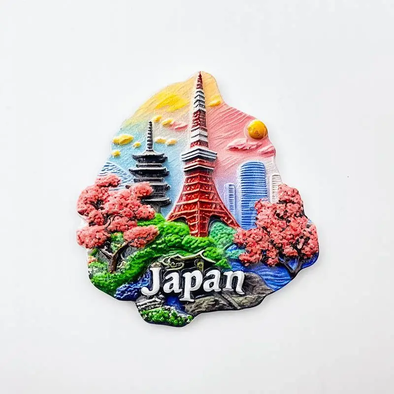 Japan Tokyo Tower Travel Souvenir Creative 3D Cherry Blossom Landscape Decorative Craft Magnetic Fridge Magnet