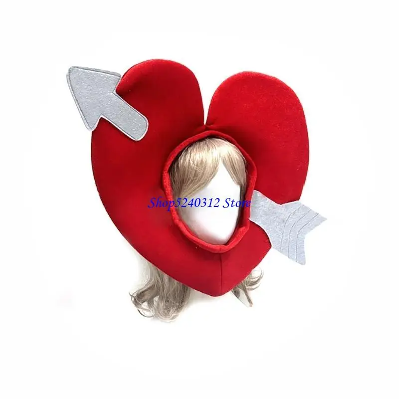 634C Love Heart Headgear Hat for Adult 3D Cupids Arrows Heart Hat for Halloween Day Festival Celebration Masquerades Headpiece