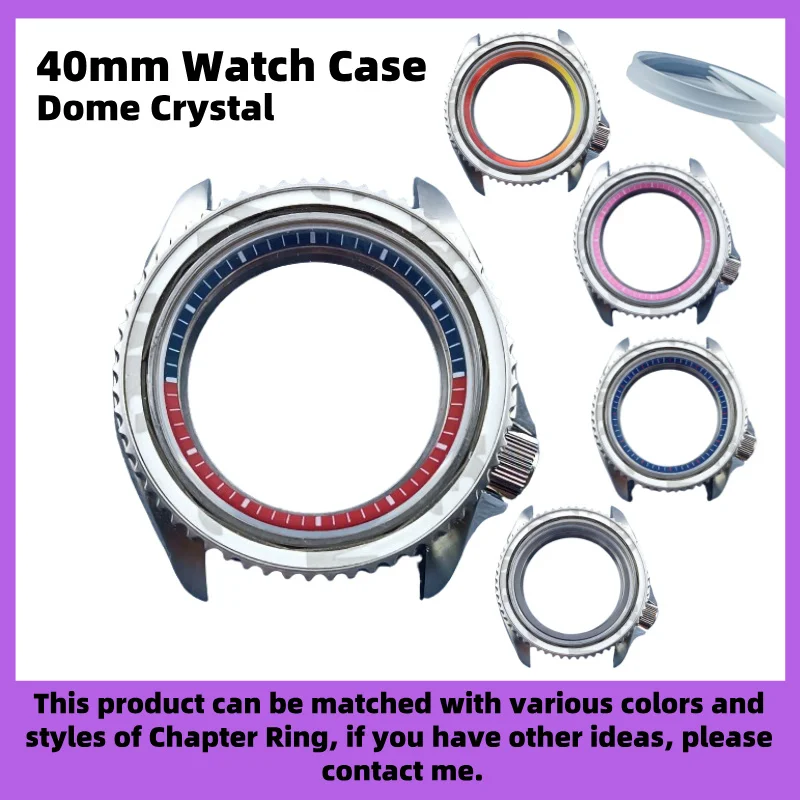 

41mm Dome Crystal Waterproof Watch Case 316L Stainless Steel Sapphire Glass Transparent Bottom Cover Fit NH34 NH35 NH36 Movement