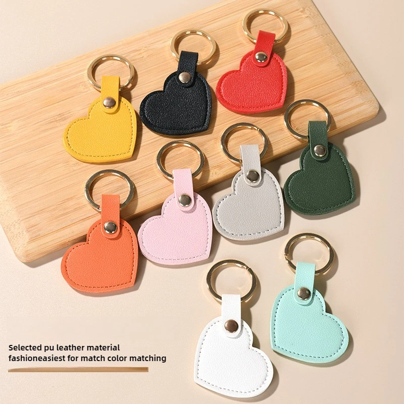 Leather Heart Key Chain Fashion Leather Heart Shape Keychain Women Car Key Holder Home Key Ring Charm Bag Car Pendant Gift