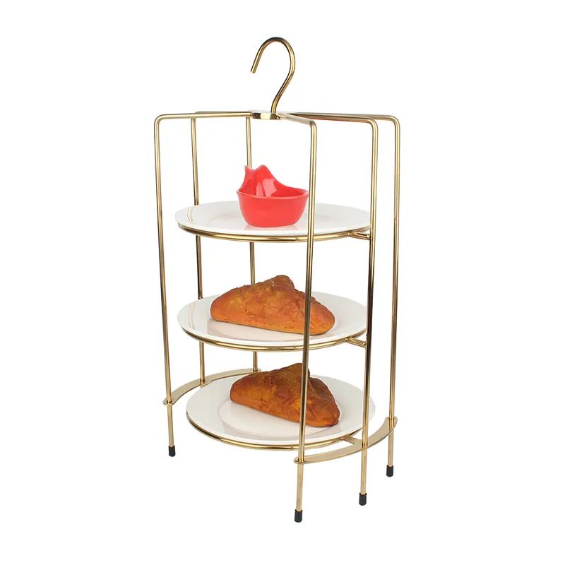 

Three-layer stainless steel titanium snack stand buffet display stand cake stand coffee break club wedding banquet ornament