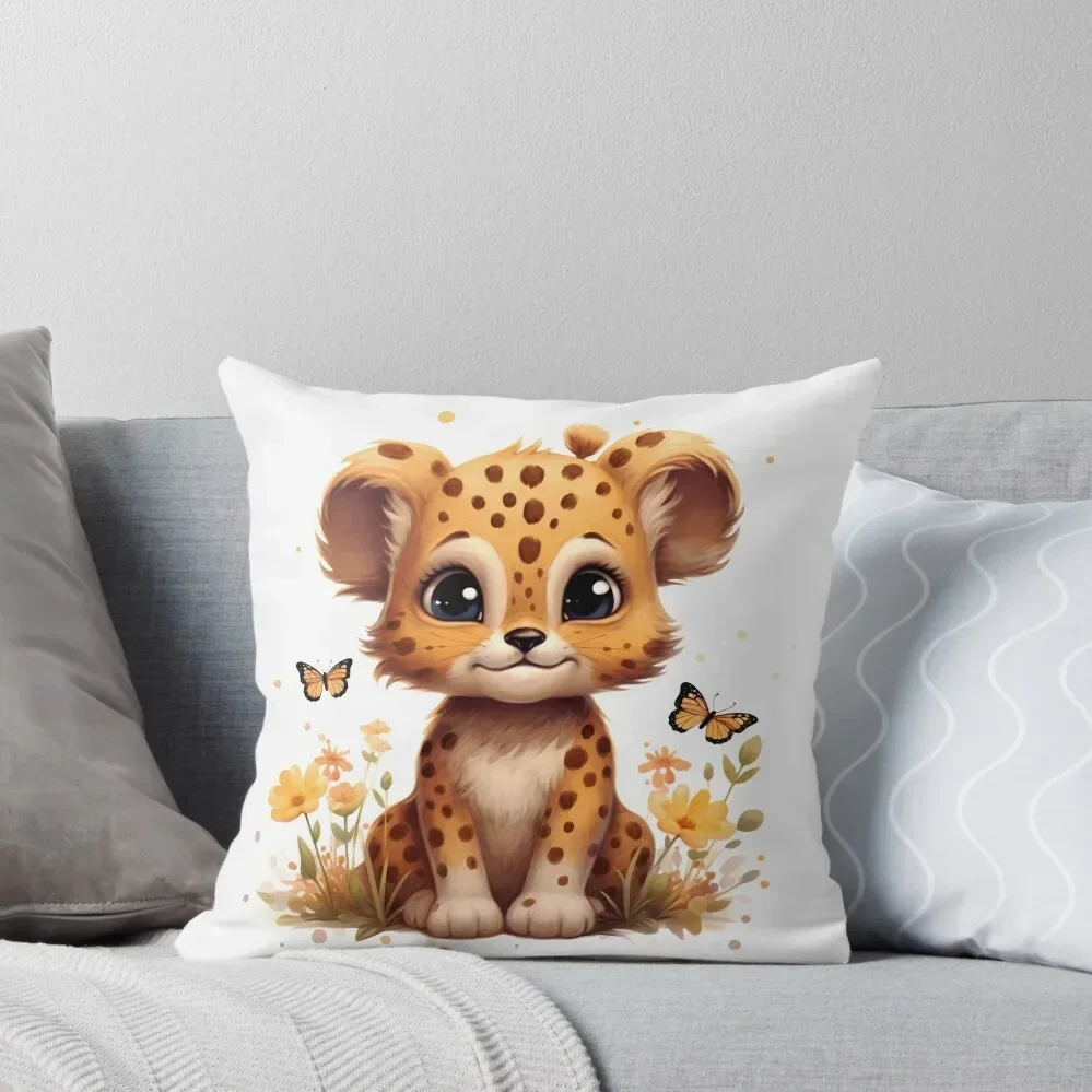 Cheetah Animal Clipart, African Animal, Safari Fauna Art, African Mammal, Savannah Wildlife, African Species, Wild Throw Pillow