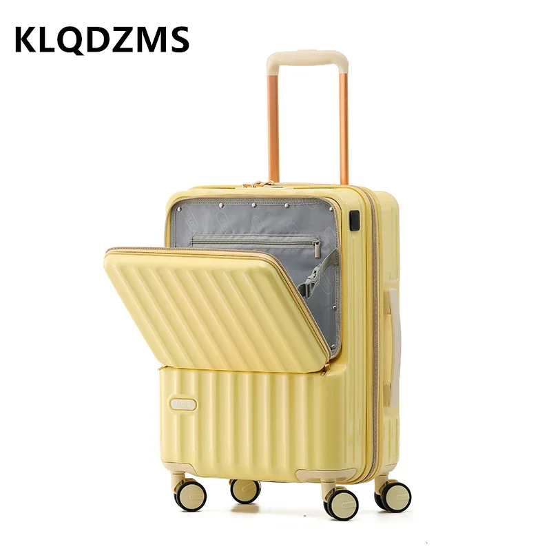 Imagem -05 - Klqdzms-pc Mala com Abertura Frontal Embarque para Laptop 20 24 Ucb Carregamento Trolley Case Carrinho Estilo Travel Bolsa Bagagem de Cabine