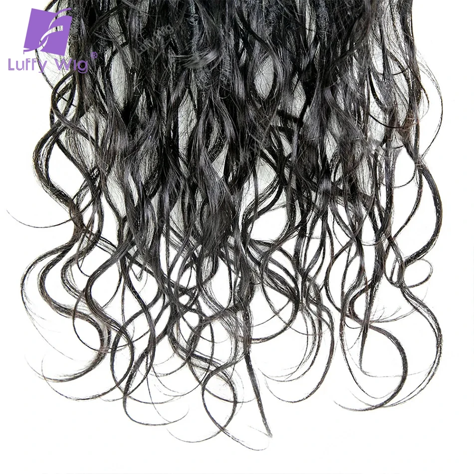 Crochet Goddess Boho Locs com cabelo humano cachos para mulheres negras, pré-looped tranças sintéticas, extensões de cabelo, Luffy