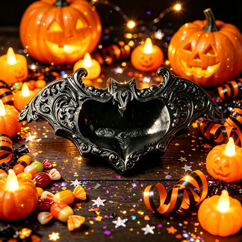 Mini plateau de rangement gothique, plateau à bijoux non-céramique, décoration d'ambiance Halloween pour coiffeuse, cadeau pour les passionnés de gothique