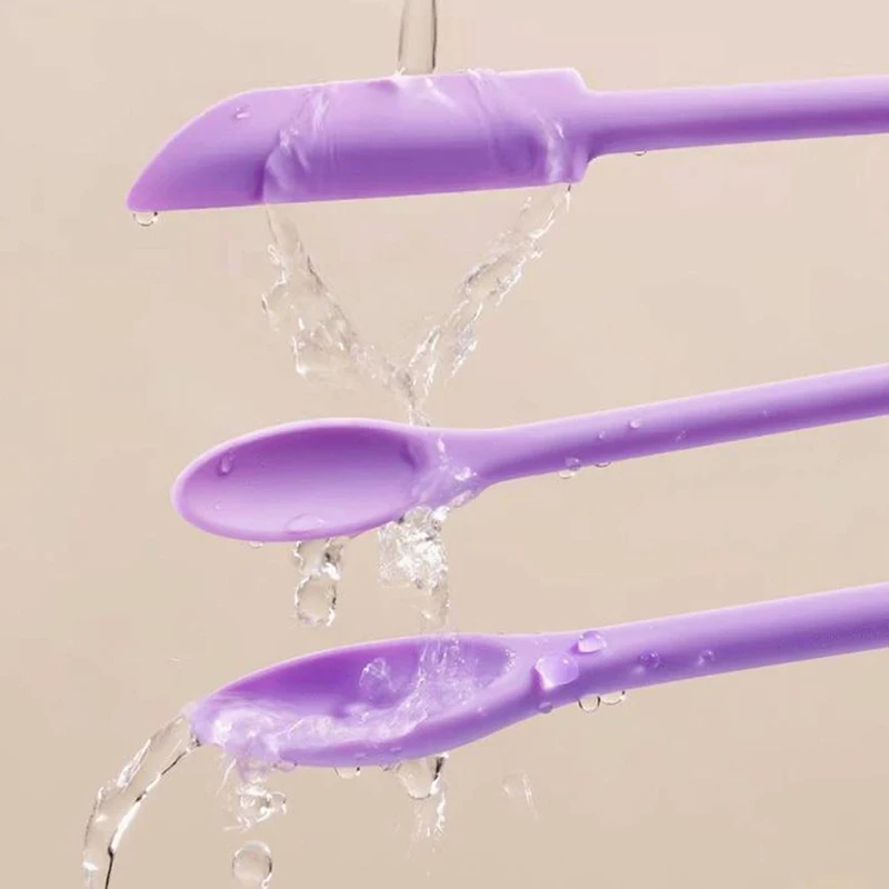 3Pcs Makeup Tool Silicone Spatula Set Double-Headed Scraper Cosmetic Jam Cream Deep Bottle Mini Spatula Lengthened Small Tip Spa