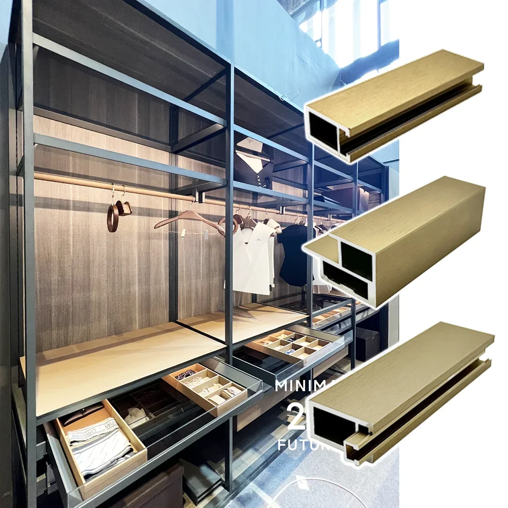 # Modern Minimalist Foldable Adjustable Storage Wardrobe with Design Black Aluminum Alloy Wood for Bedroom Workshop Use