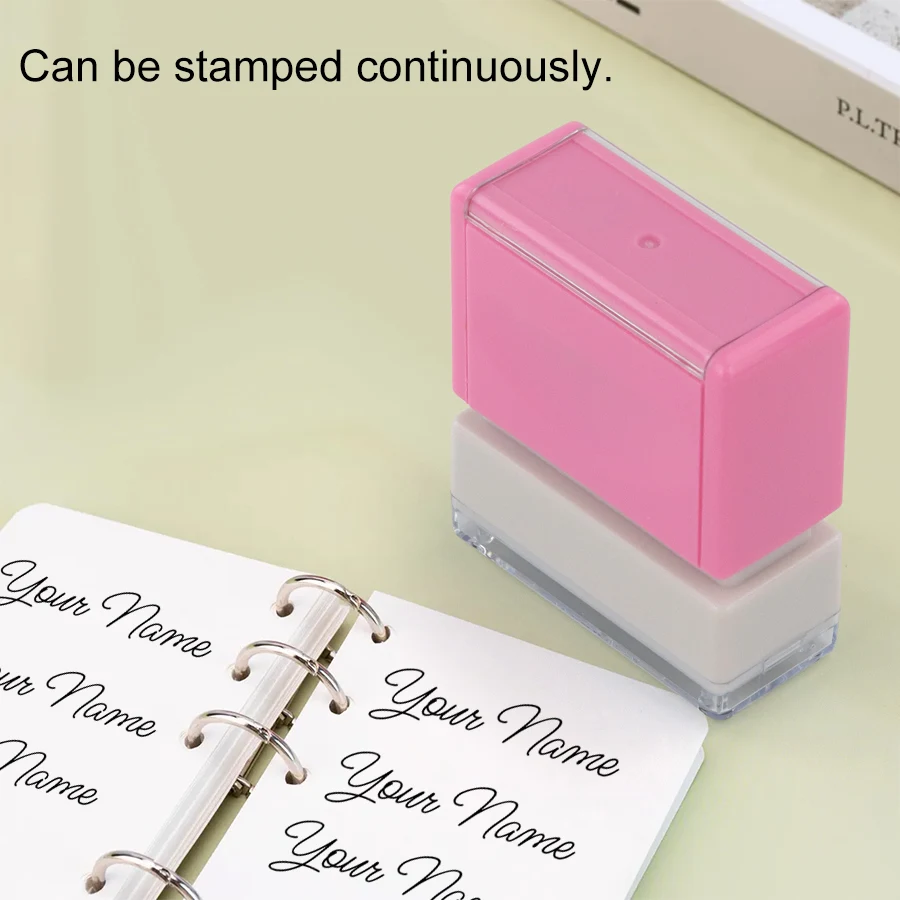 Custom Signature Stamp with-Pink Self Inking Seal for Bank, Accounting, Notary, Medical, Teacher&Office, Portable & Refillable