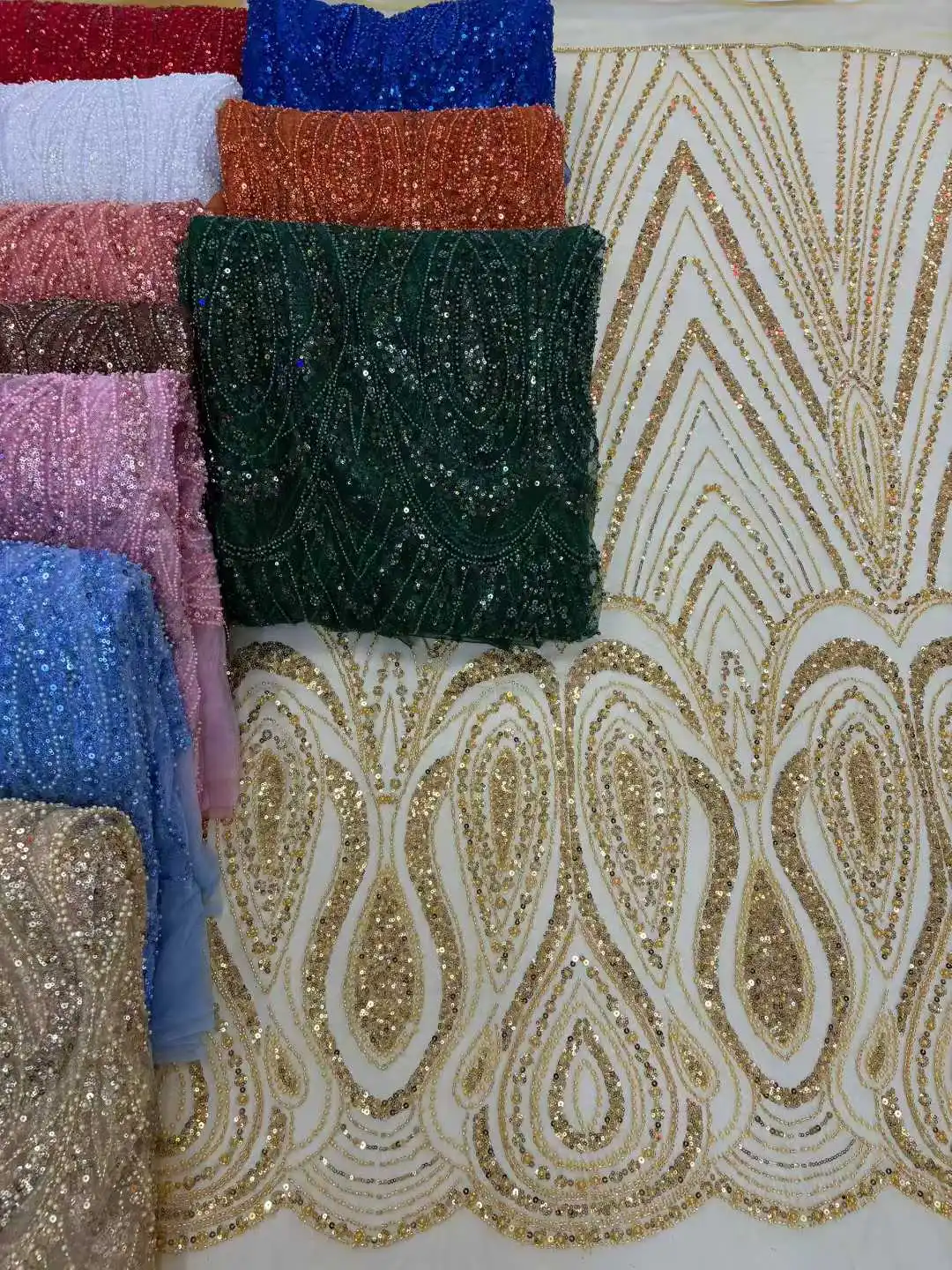 Luxury Nigerian Tulle Lace Fabric With Sequins 2025 Embroidery African Beaded French Lace Fabrics