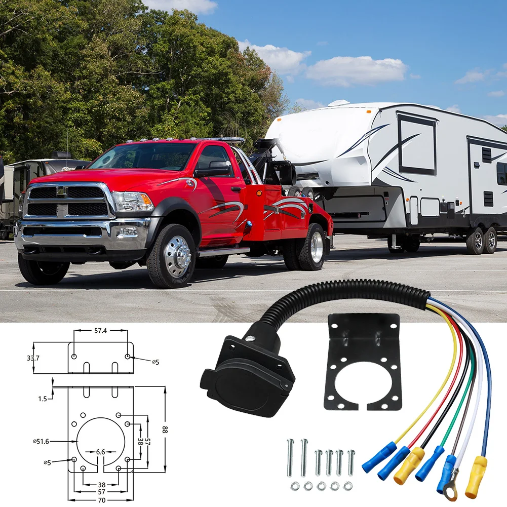 موصل السيارة الأمريكية مع قوس 7 طرق أنثى نهاية مقطورة المقبس متعدد الوظائف للمقطورات المعسكر الأنشطة الخارجية #3