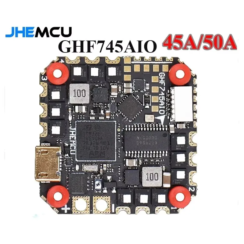 JHEMCU GHF745AIO MPU6000 F745 Flight Controller BLHELI32 G071 40A / 50A 4in1 ESC 25.5X25.5mm 3-6S for FPV Freestyle Drones