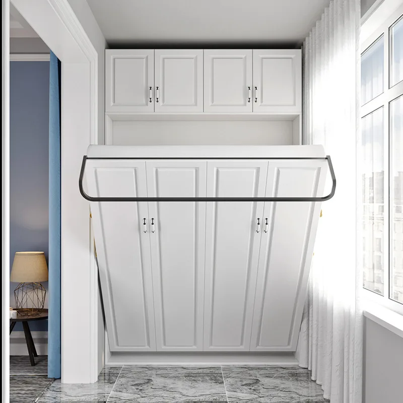 

Balcony living room invisible bed single bottom turning bed, wall bed against the wall, folding bed cabinet integrated