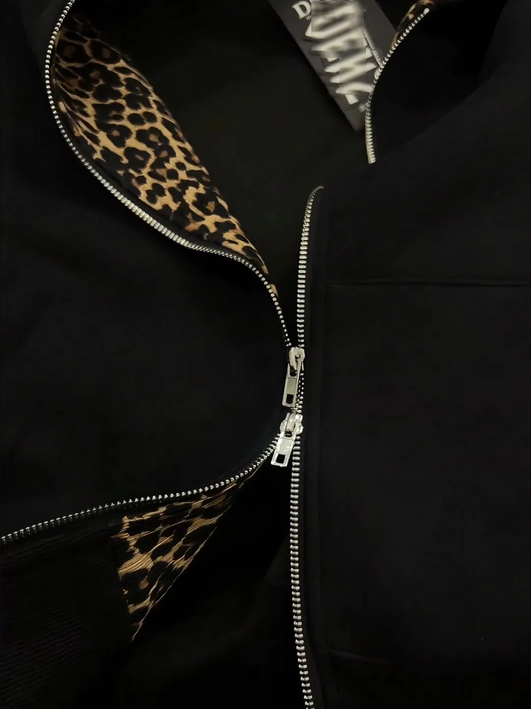 Mens Leopard Print Lined Zip Hoodie Contrast Inner Splice Autumn Clean Fit Streetwear Loose Male Casual Cardigan Hooded Jacket