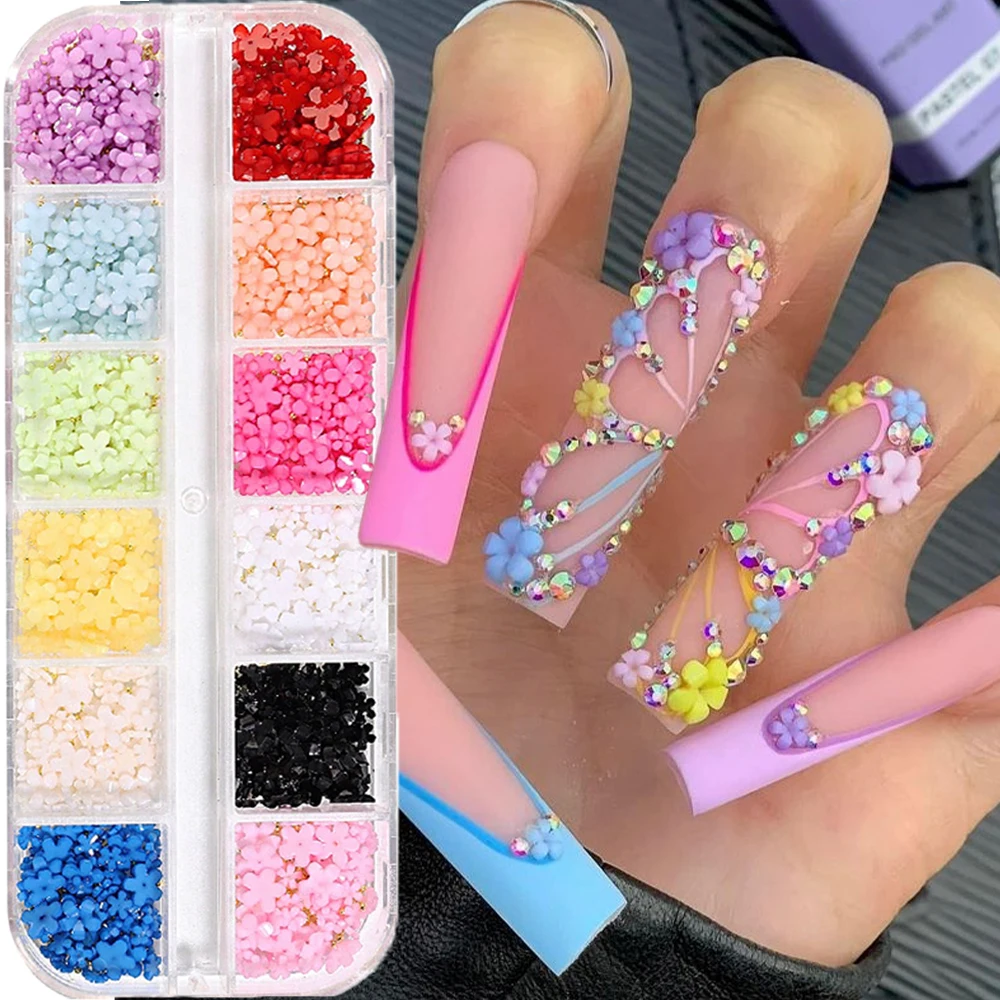 12Grid/Box 3D Gold Silber halbrunde Stahlperlen Nagel Charms 2-8MM Flatback Perle Kaviar Kugel Nagel Strasssteine Y2k Nägel Nieten #