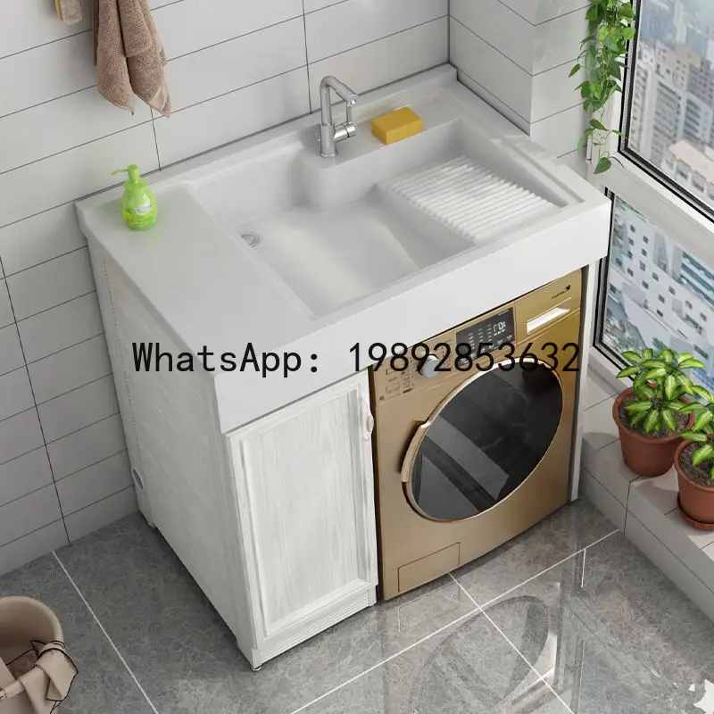 YFY Space Aluminum Balcony Laundry Tub Integrated  Combination Laundry Cabinet Drum Washing Machine Companion Overall Table