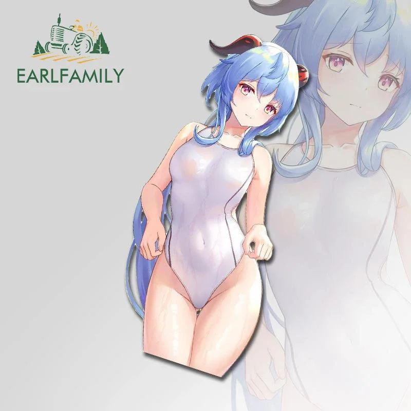 EARLFAMILY 13cm x 2.9cm for Ganyu Genshin Impact Swim Suit Car Stickers Vinyl Personality Decals Scratch-Proof Car Accessories