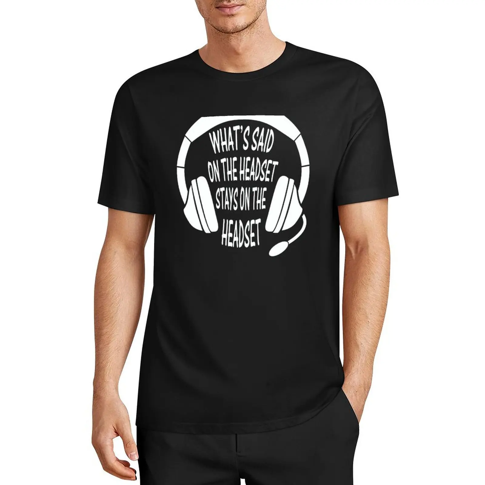 

What's Said on The Headset Stays on The Headset T-Shirt blue archive quick-drying men graphic t shirts