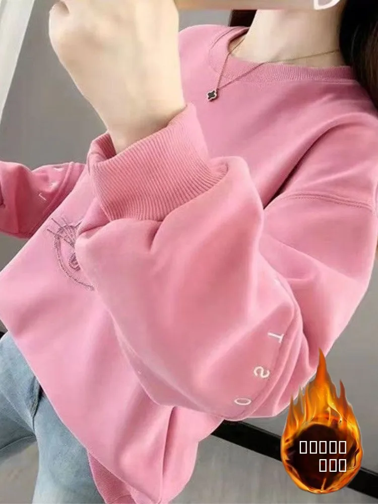 New 2025 Women's Letter Sweatirt Thin Long Sve round Ne Autumn Faion Outerwear Comfortable Loose Fit Korean Sle