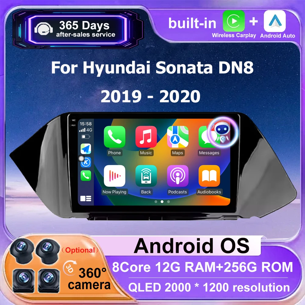 

Автомагнитола Android 16 для Hyundai Sonata DN8 2019-2020, мультимедийный плеер, GPS-навигация, беспроводной Carplay, Bluetooth, головное устройство 9''