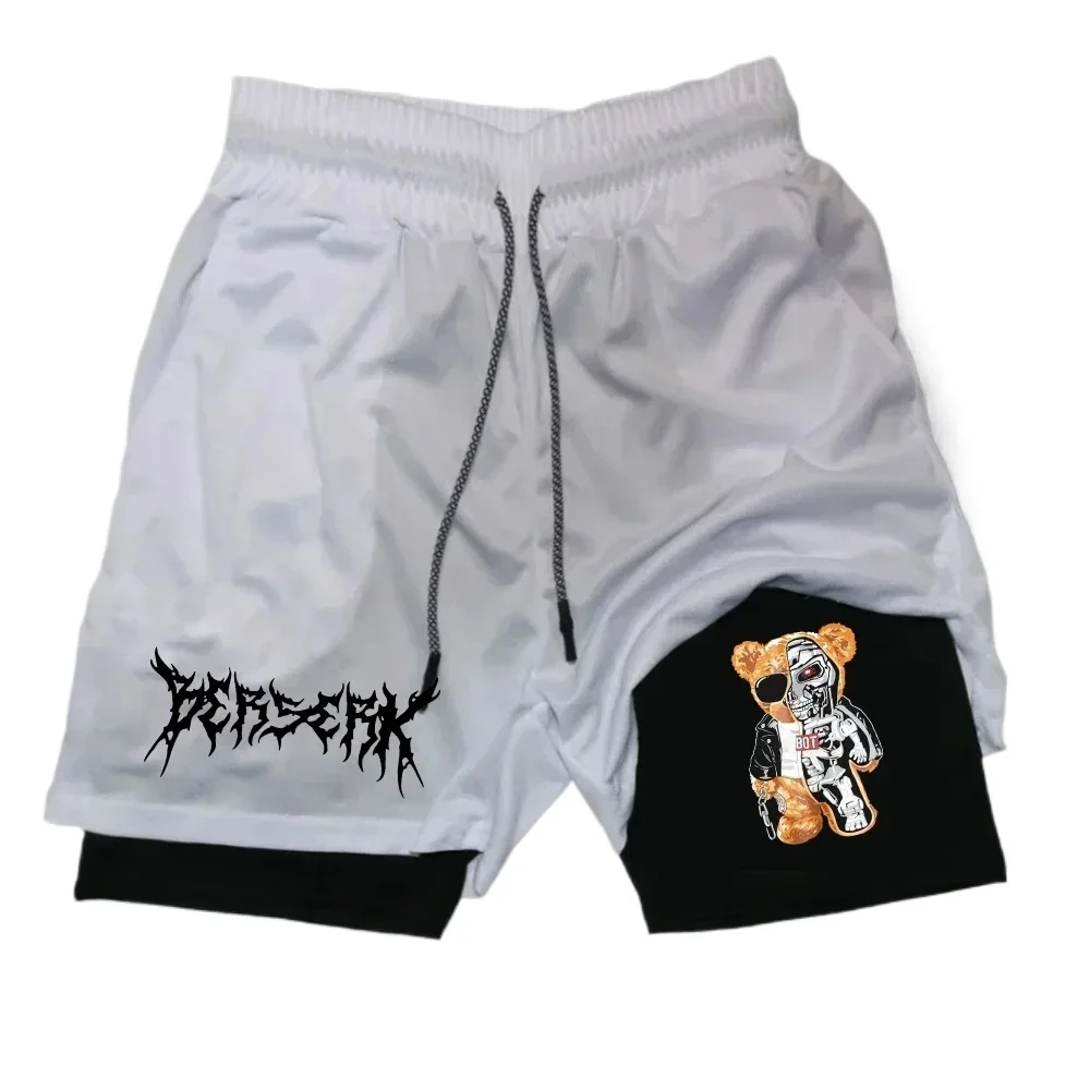 

Men's running and fitness shorts, breathable and quick drying training double-layer 2-in-1 shorts